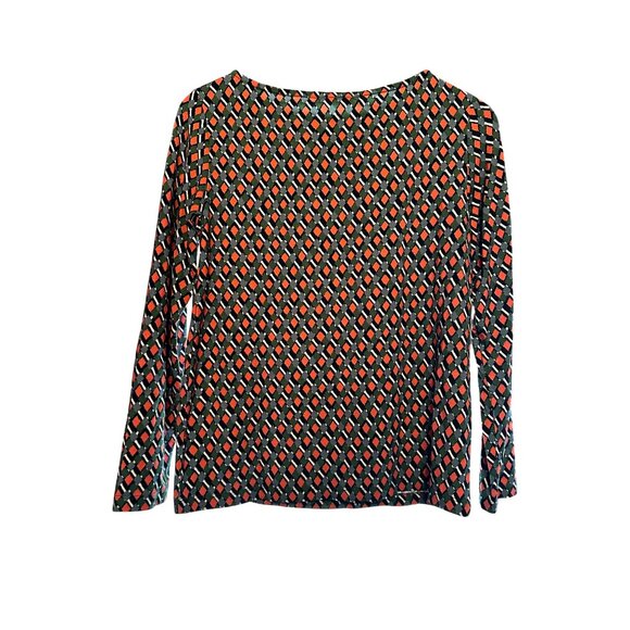 Siyu Womens Geometric Print Long Sleeve Top In Red/Green/Gray Viscose Blend US 4 - Picture 2 of 7